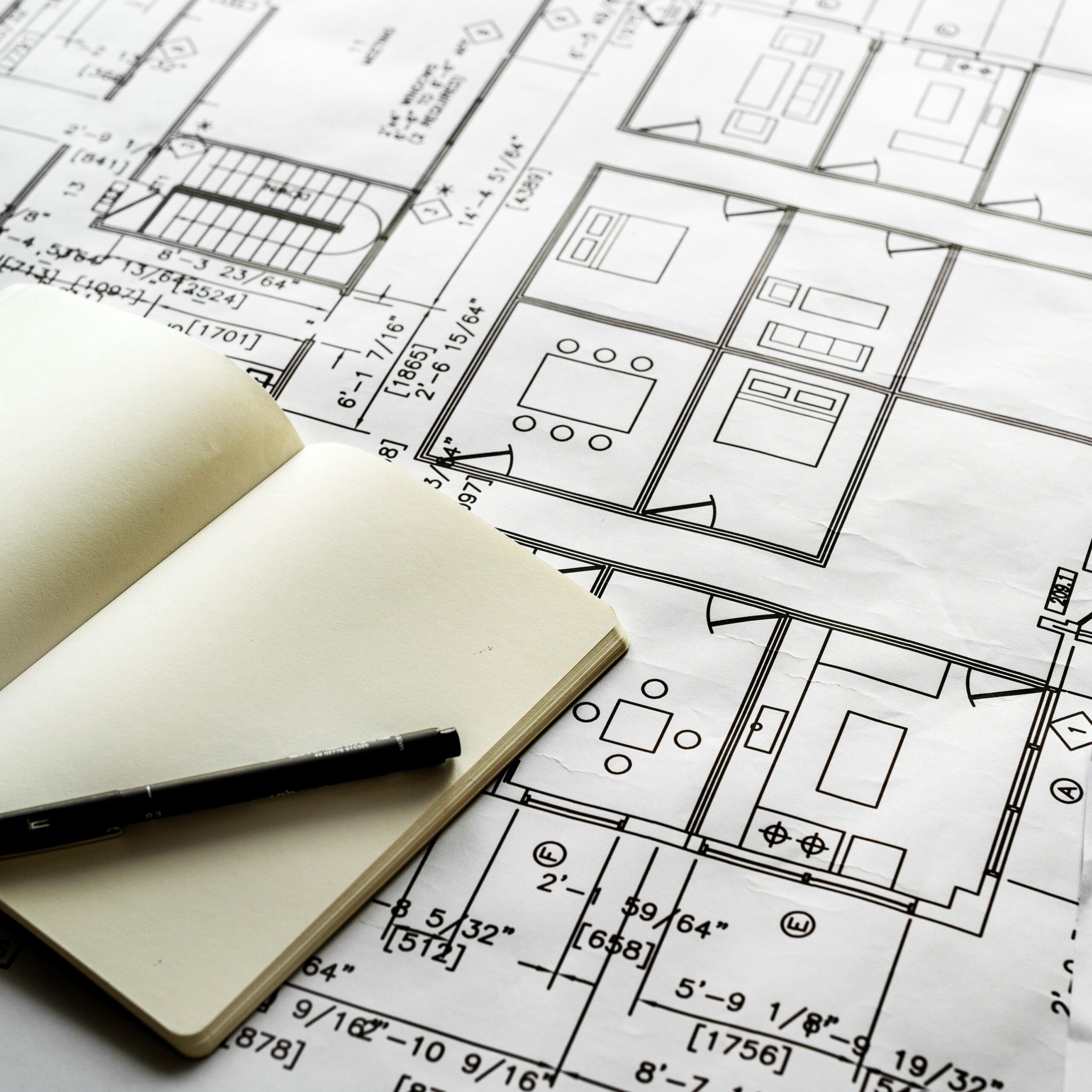 Closeup of house plan blueprint